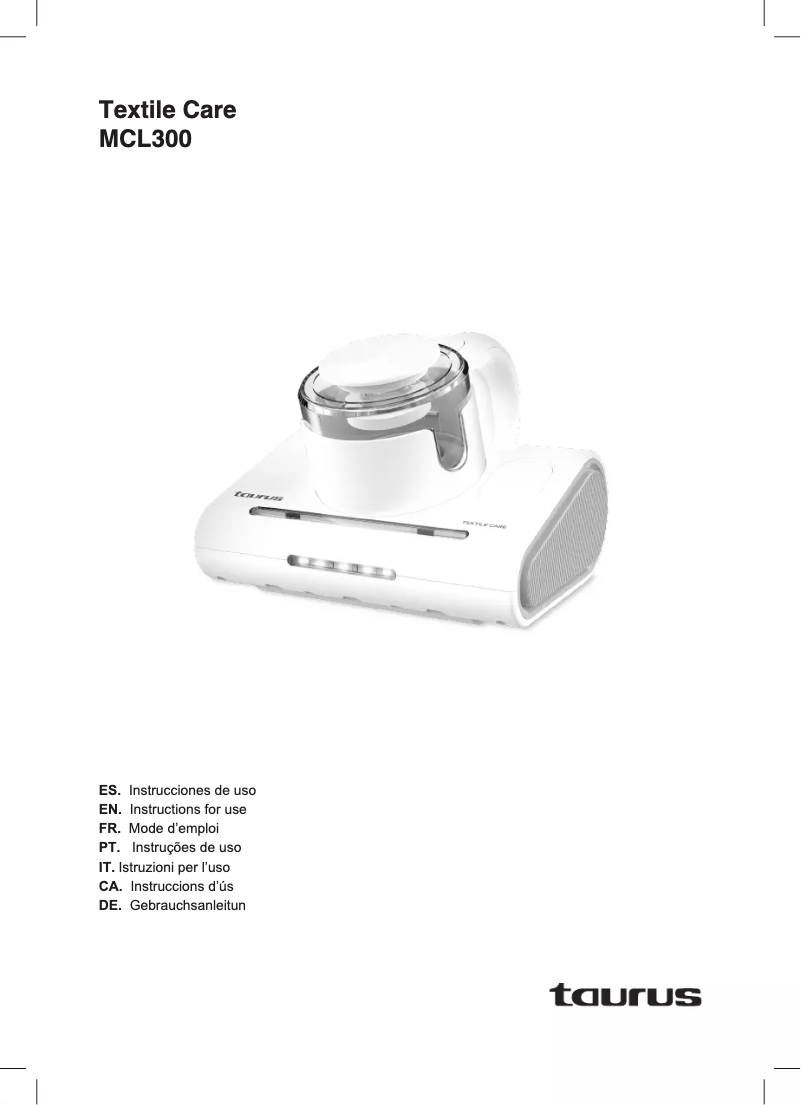 Page 1 of the manual User Manual Taurus Textile Care MCL300