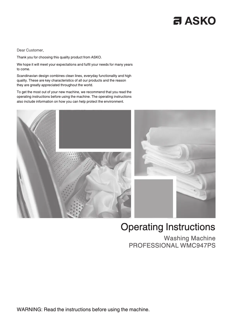 Image de la première page du manuel de l'appareil WMC947PS