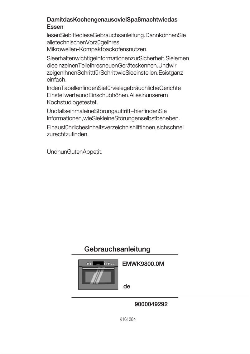 Image de la première page du manuel de l'appareil EMWK 9800