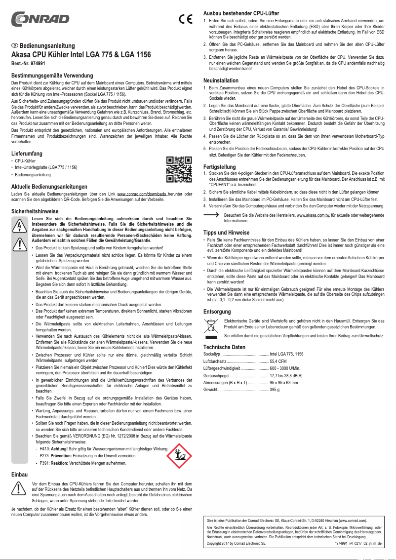 Page 1 de la notice Manuel utilisateur Akasa AK-CCE-7105EP