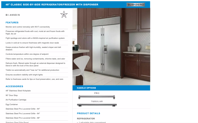 Page 1 de la notice Manuel utilisateur Sub-Zero BI-48SD/S/PH