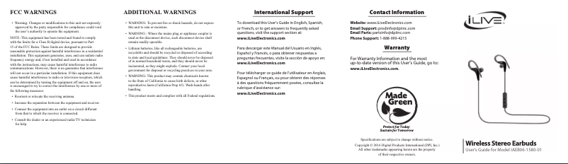 Page 1 de la notice Manuel utilisateur iLive IAEB06