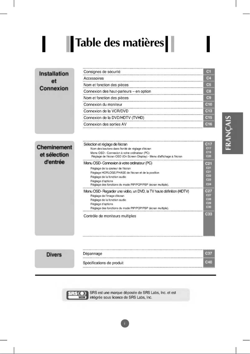 Page 1 de la notice Manuel utilisateur LG L4200AF