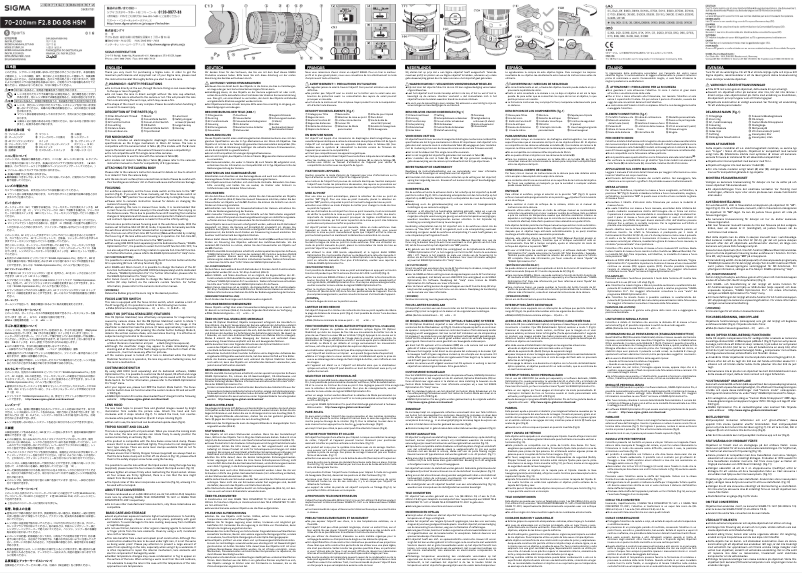 Page 1 de la notice Manuel utilisateur Sigma Sports 70-200mm F2.8 DG OS HSM