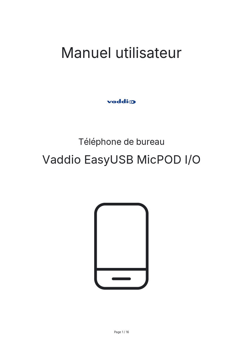 Page n°1 - Manuel utilisateur Vaddio EasyUSB MicPOD I/O