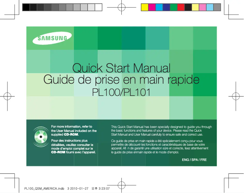 Page 1 de la notice Guide d'installation Samsung PL100