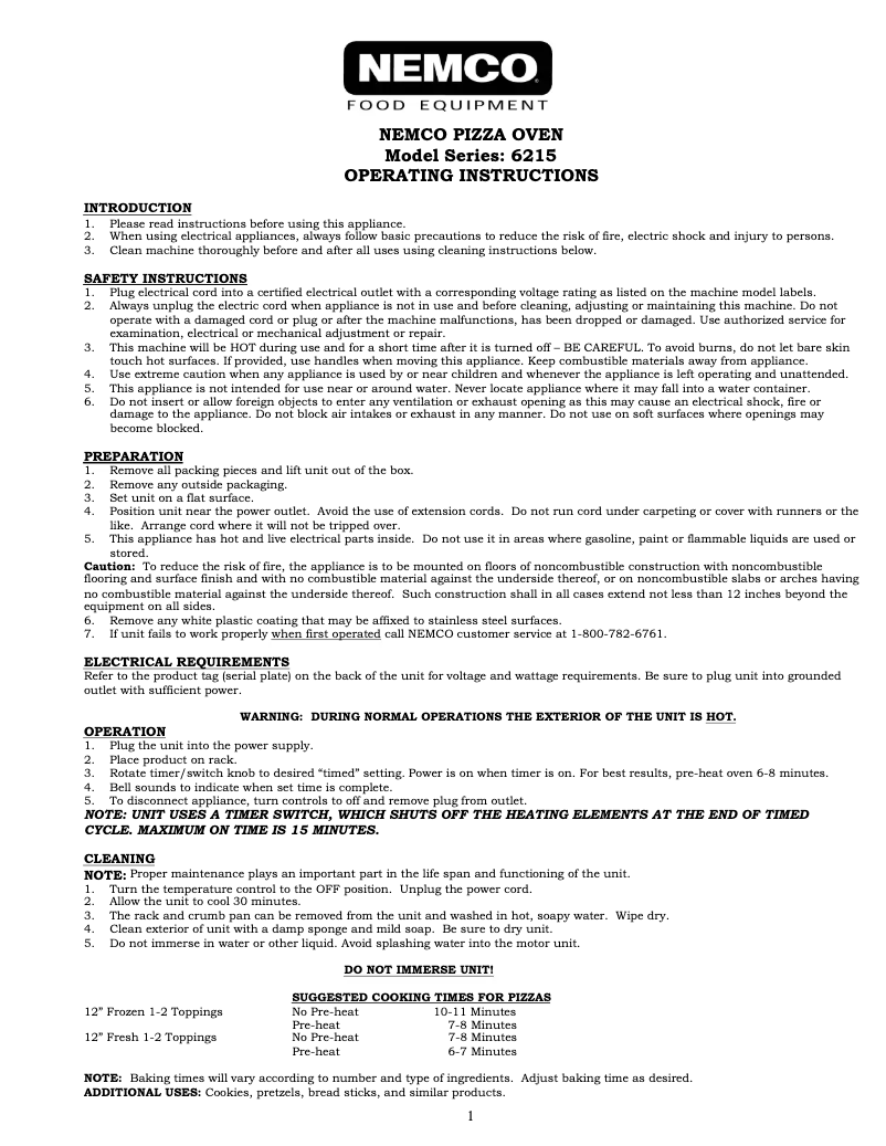 Page 1 de la notice Manuel utilisateur Nemco 66671