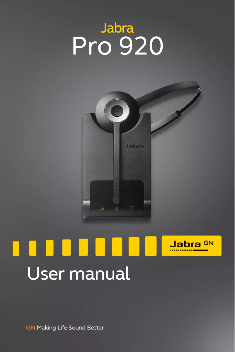 Page 1 de la notice Manuel utilisateur Jabra Pro 920 Office