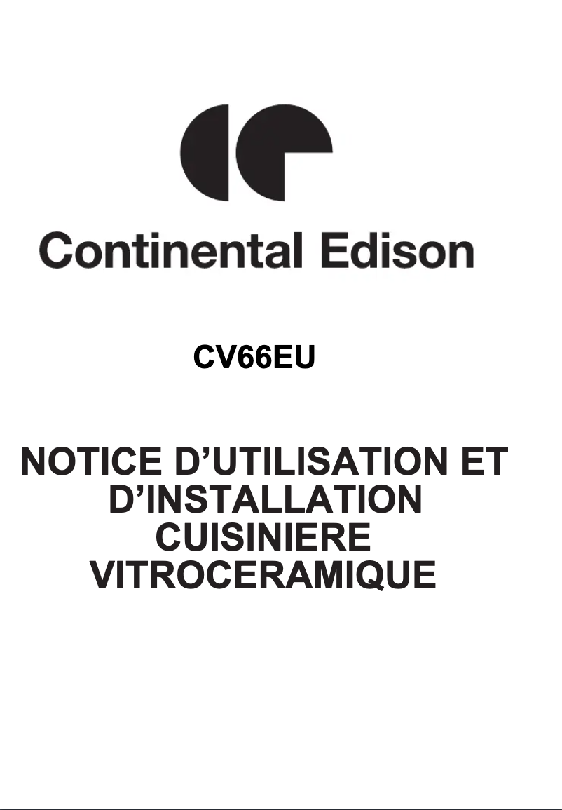 Page 1 de la notice Manuel utilisateur Continental Edison CECV66EU