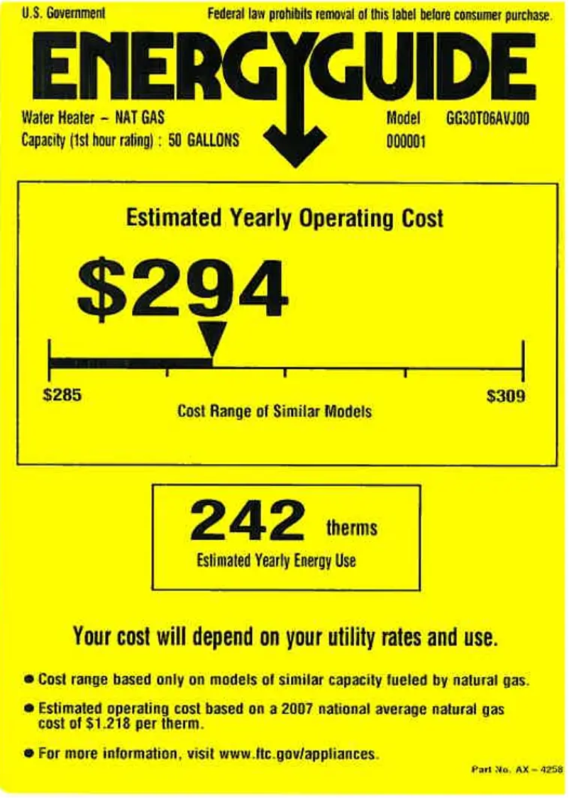 Página 1 del manual Etiqueta energética GE GG30T06AVJ