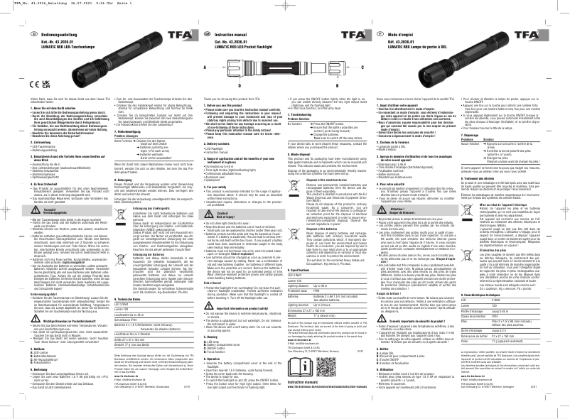 Page 1 de la notice Manuel utilisateur TFA LUMATIC RED 43.2036.01
