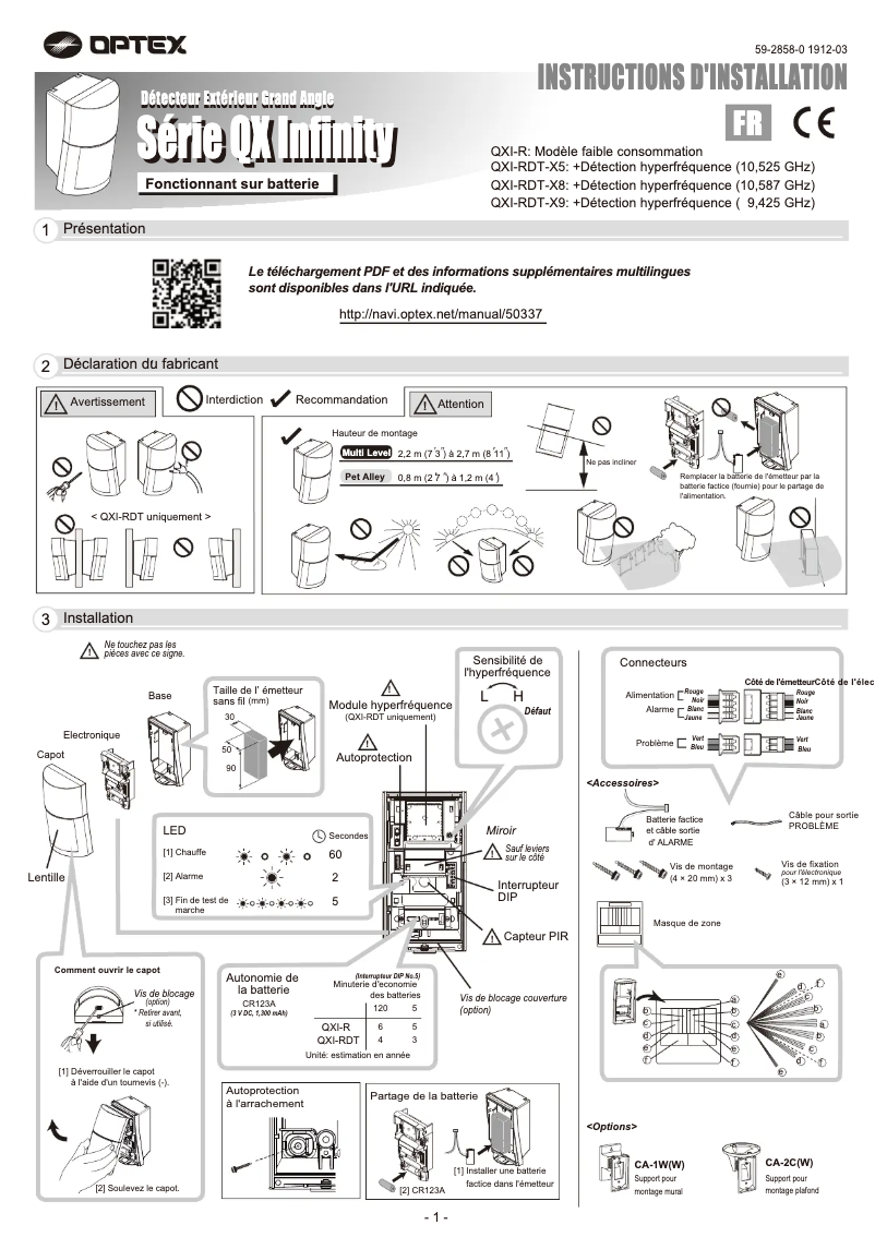 Page n°1 - Manuel utilisateur Optex QXI-RDT-X8
