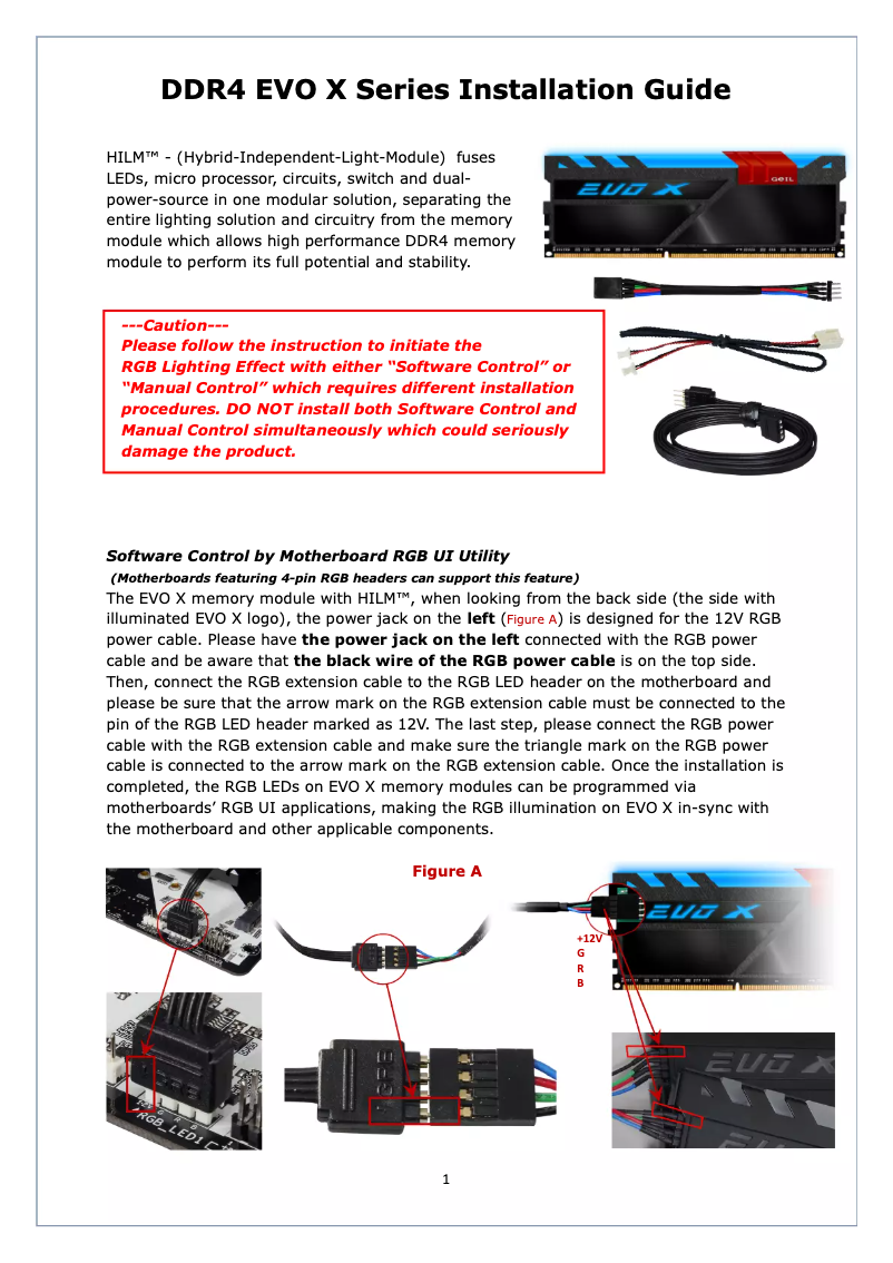 Page 1 de la notice Manuel utilisateur Geil EVO X AMD Edition