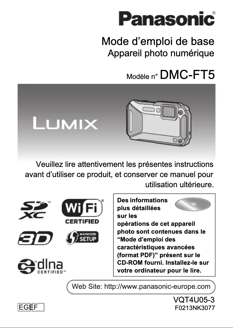 Page n°1 - Manuel utilisateur Panasonic Lumix DMC-FT5