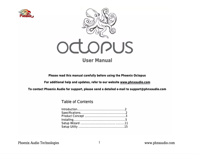 Page n°1 - Manuel utilisateur Phoenix Audio MT454-PA