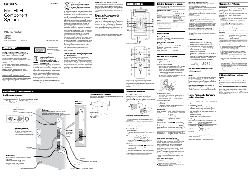 Image de la première page du manuel de l'appareil MHC-EC68