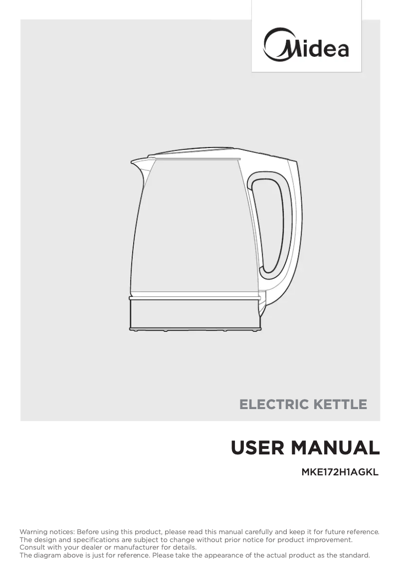 Page 1 de la notice Manuel utilisateur Midea MKE172H1AGKL