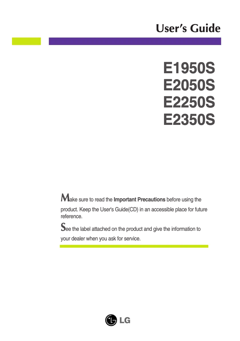 Image de la première page du manuel de l'appareil E2250S