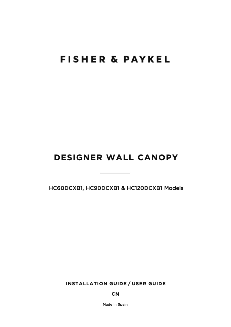 Page n°1 - Guide d'installation Fisher & Paykel HC120DCXB1