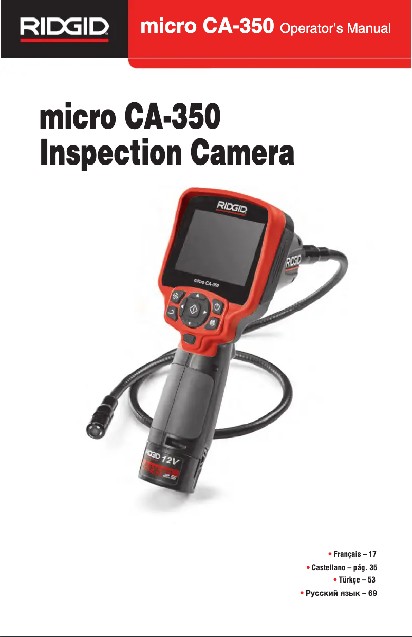 Página 1 del manual Manual de usuario Ridgid micro CA-350