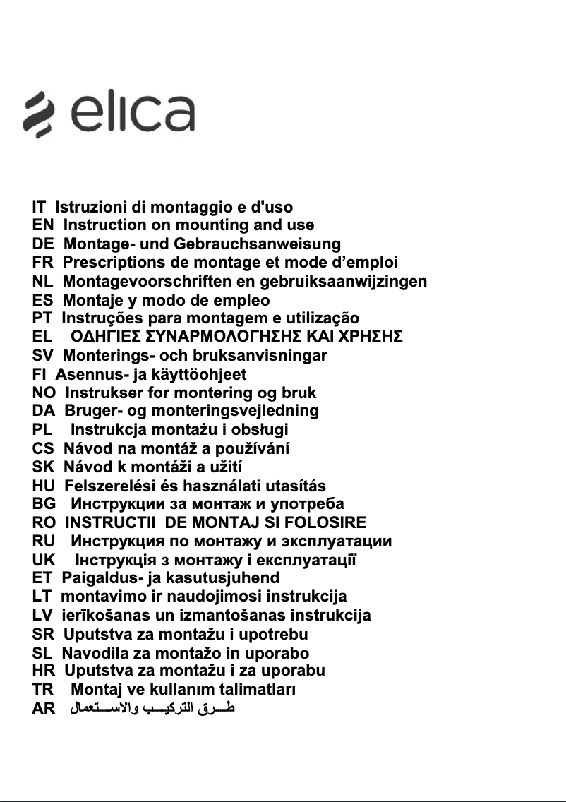 Page n°1 - Manuel utilisateur Elica Seashell WH/F/80