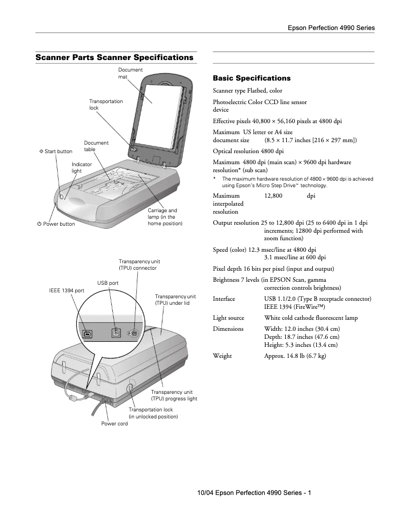 Página 1 del manual Manual de usuario Epson Perfection 4990