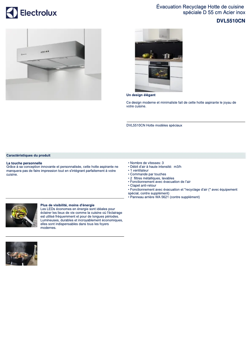 Page n°1 - Fiche technique Electrolux DVL5510CN