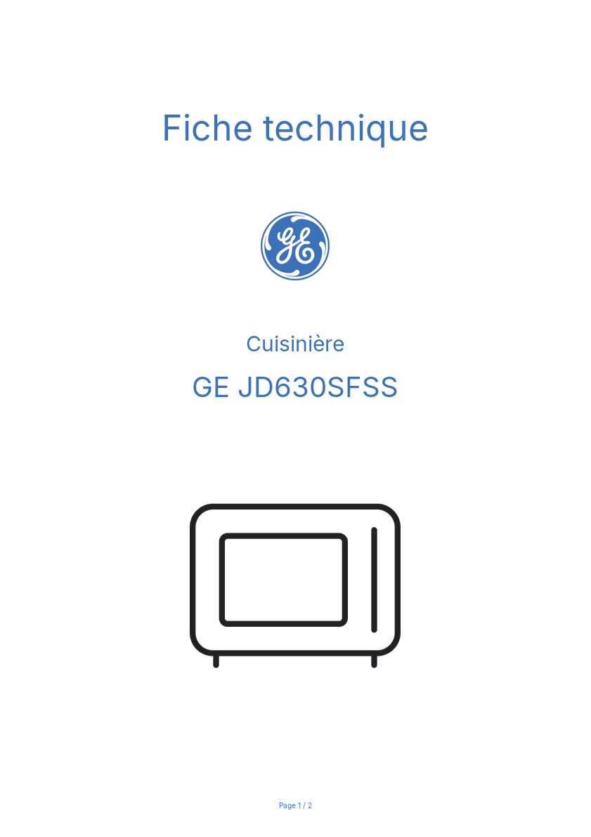 Page n°1 - Fiche technique GE JD630SFSS