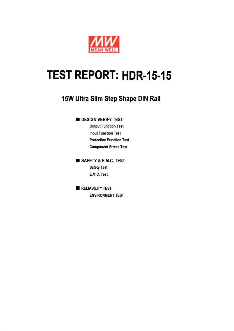 Page 1 de la notice Manuel utilisateur Mean Well HDR-15-15