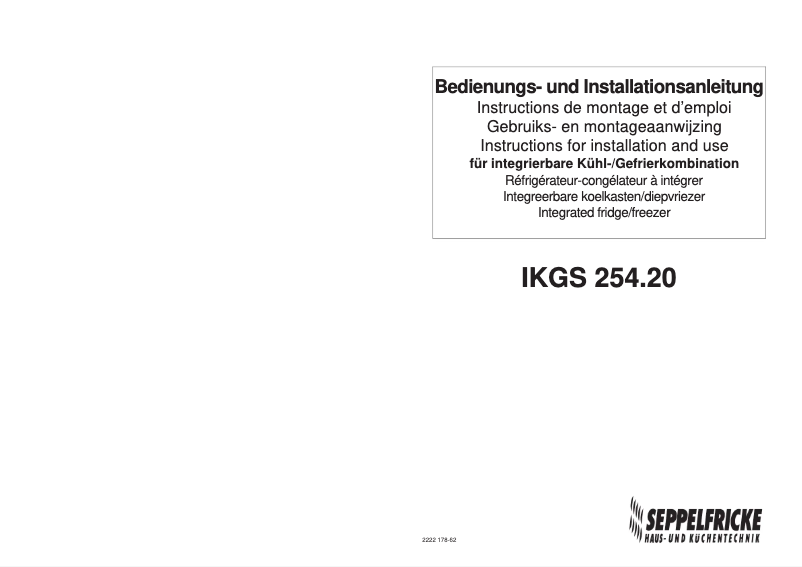 Page n°1 - Manuel utilisateur Seppelfricke IKS 254.20