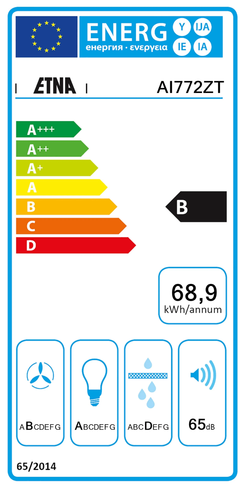 Page 1 de la notice Label énergétique Etna HF2015