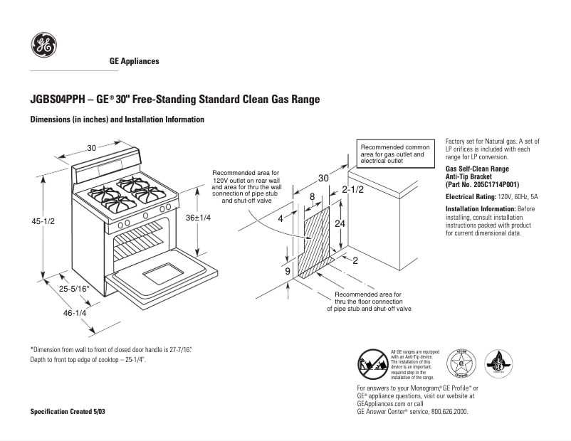 Image de la première page du manuel de l'appareil JGBS04PPHWW