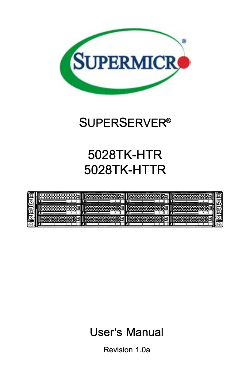Page 1 de la notice Manuel utilisateur Supermicro SuperServer 5028TK-HTR-NF9