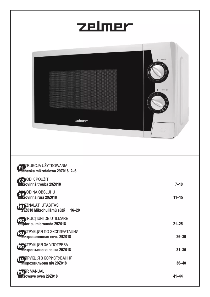 Página 1 del manual Manual de usuario Zelmer ZMW1001X