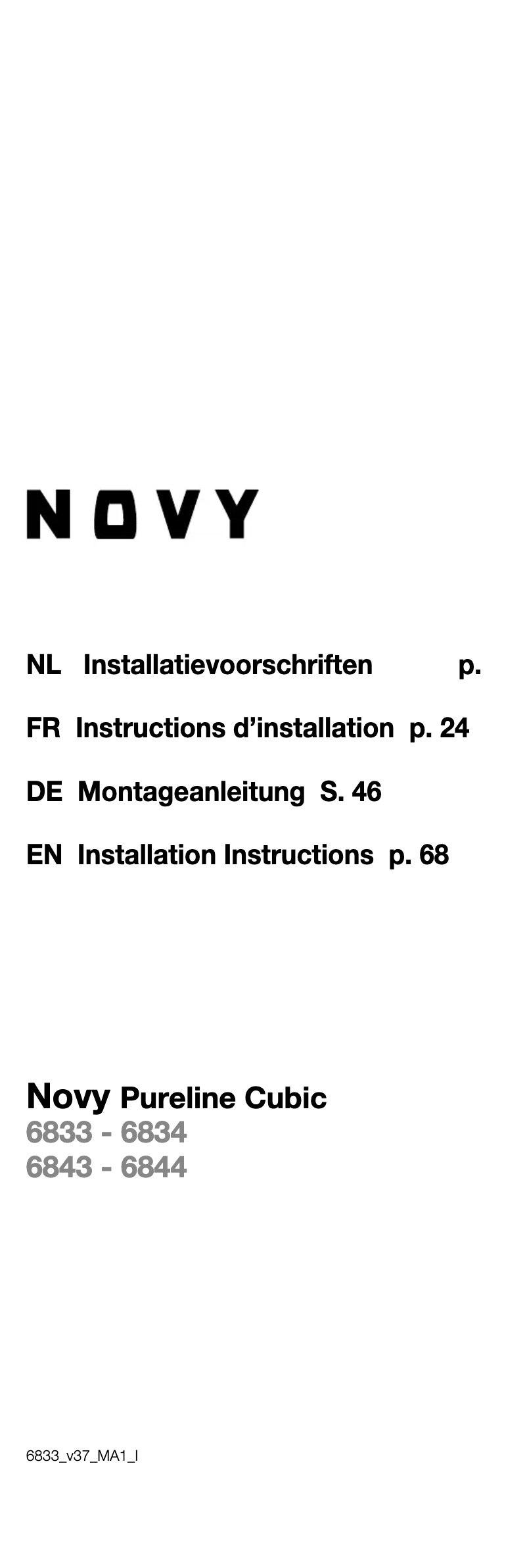 Page n°1 - Guide d'installation Novy Pure'line 6844
