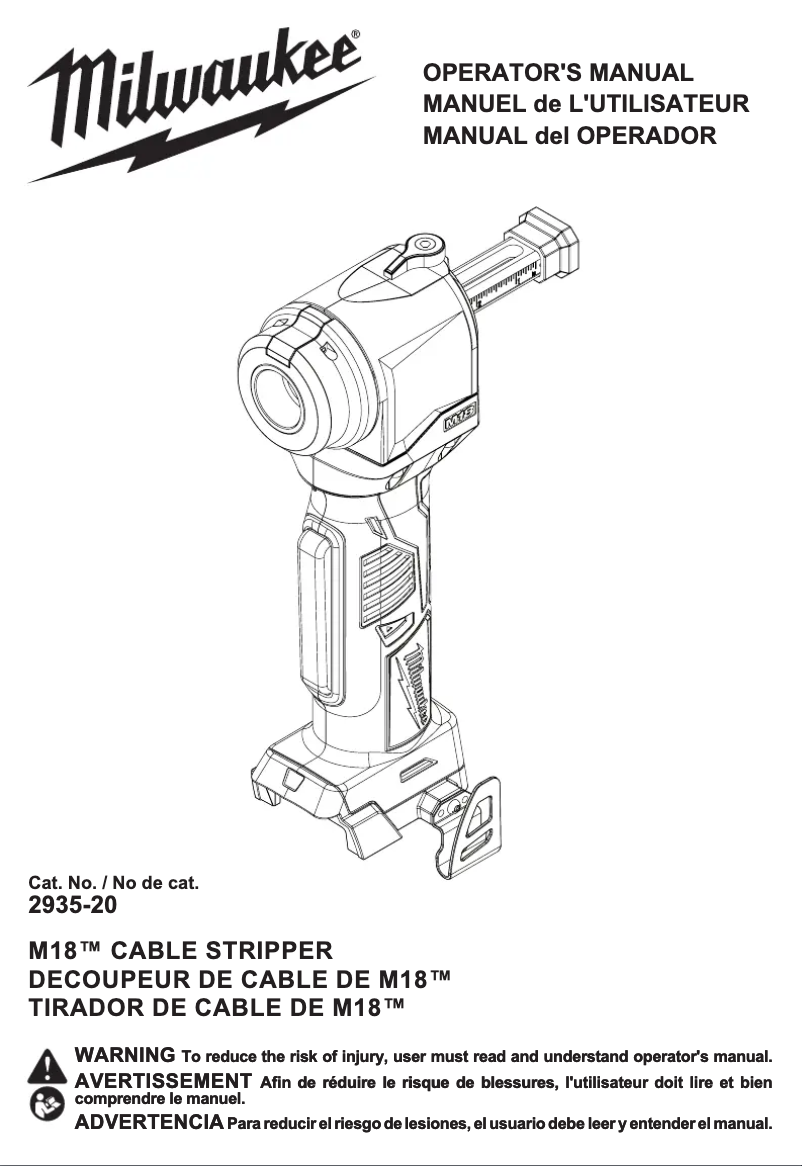 Page 1 de la notice Manuel utilisateur Milwaukee M18 2935CU-21S
