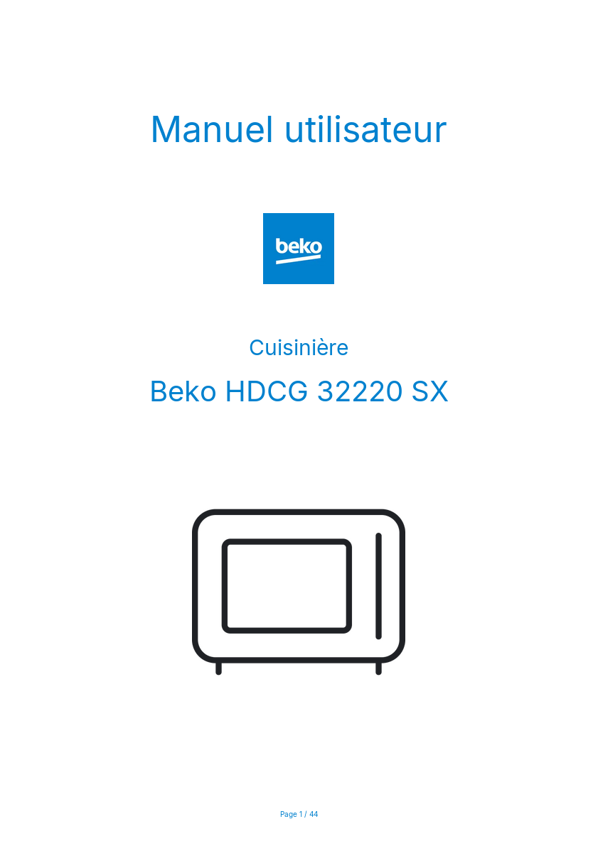 Image de la première page du manuel de l'appareil HDCG 32220 SX