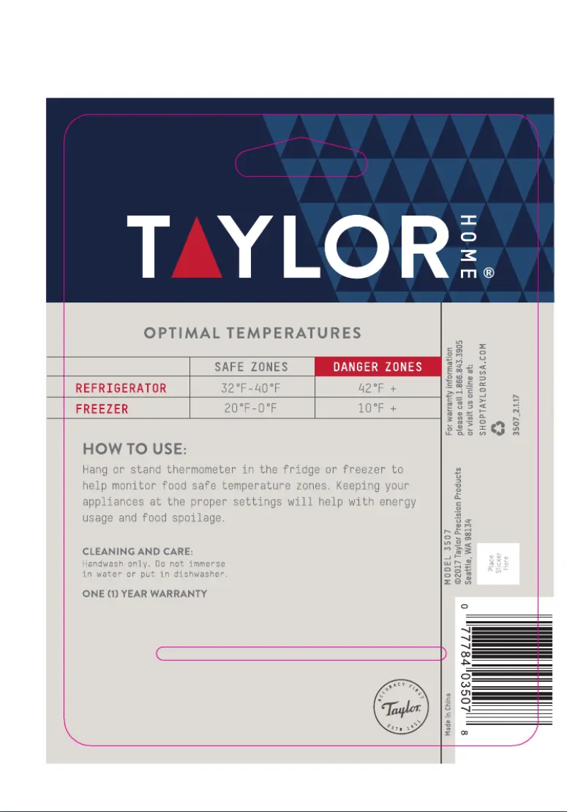 Page n°1 - Manuel utilisateur Taylor 3507