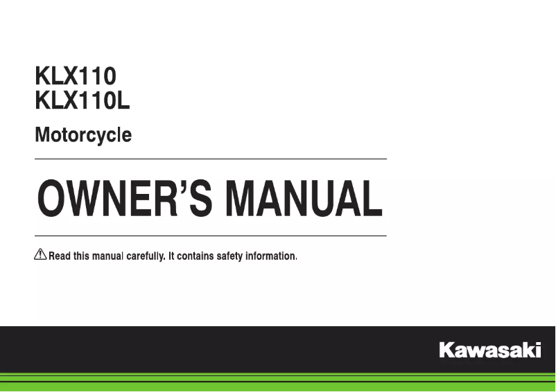 Page 1 de la notice Manuel utilisateur Kawasaki KLX110L (2018)
