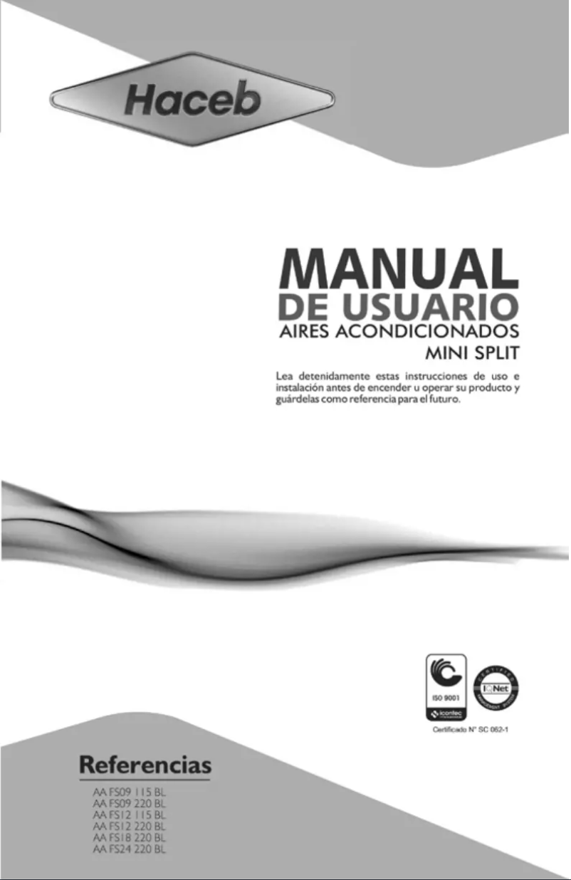 Page n°1 - Manuel utilisateur Haceb FS12 220 BL