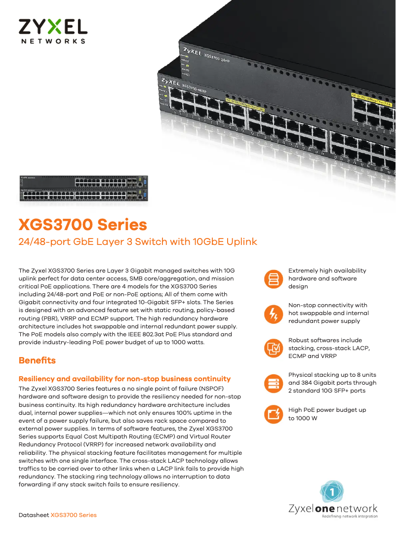 Imagen de la primera página del manual del dispositivo XGS3700-24HP