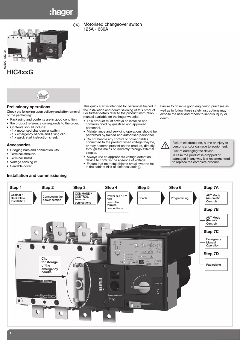 Page n°1 - Guide de démarrage rapide Hager HIC425G