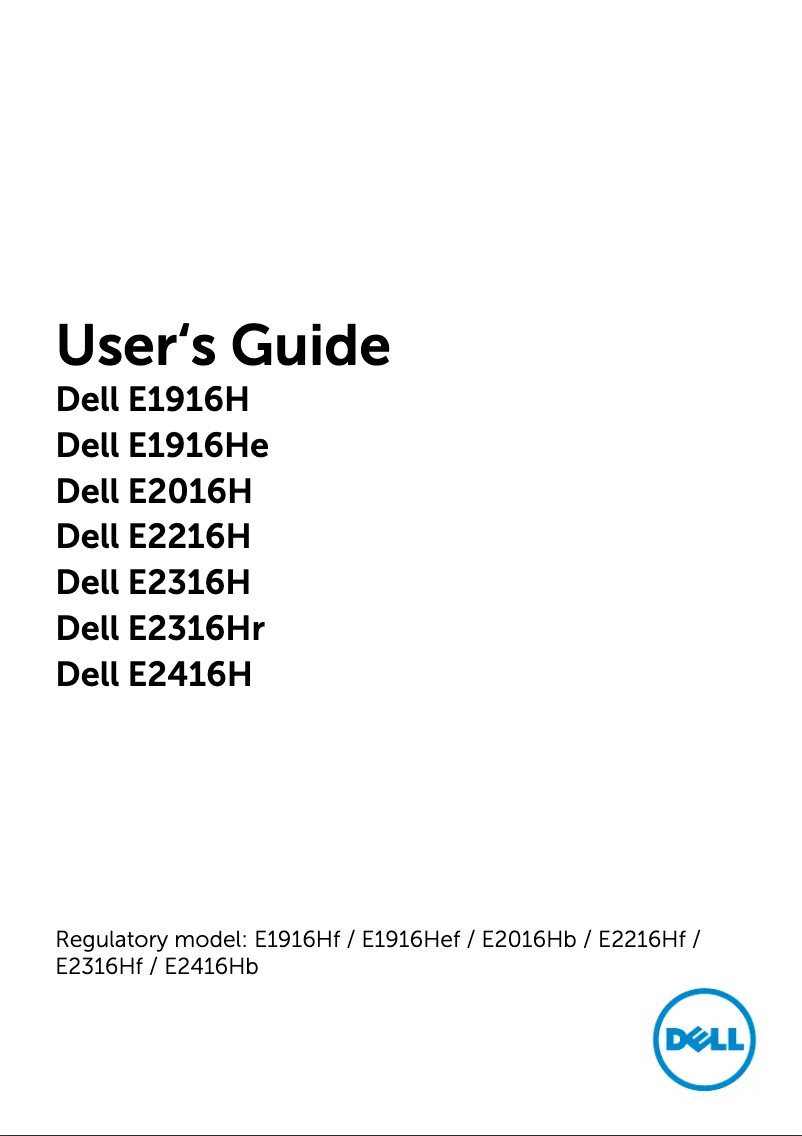 Page 1 de la notice Manuel utilisateur Dell E Series E2016H