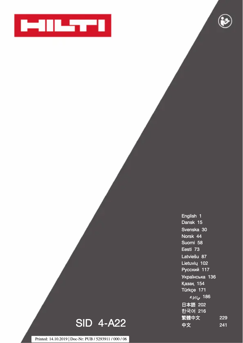 Page n°1 - Manuel utilisateur Hilti SID 4-A22