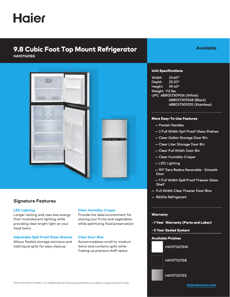 Image de la première page du manuel de l'appareil HA10TG21SB