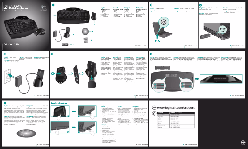 Página 1 del manual Manual de usuario Logitech Cordless desktop MX 5500 Revolution