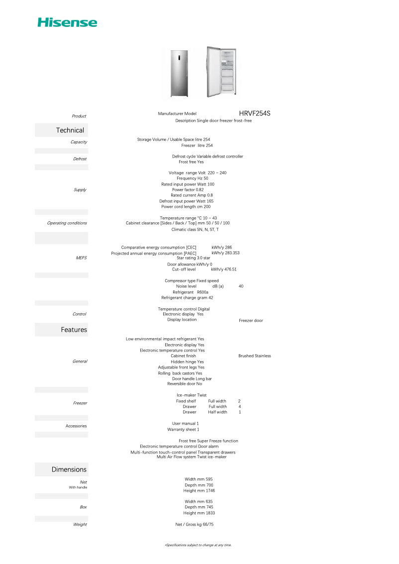 Image de la première page du manuel de l'appareil HRVF254