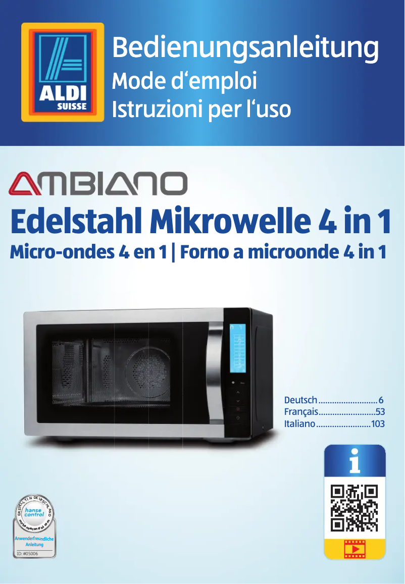 Image de la première page du manuel de l'appareil Ambiano MD 17500