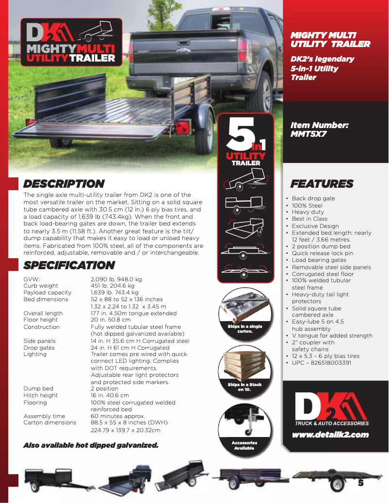 Page 1 de la notice Fiche technique Detail K2 MMT5X7