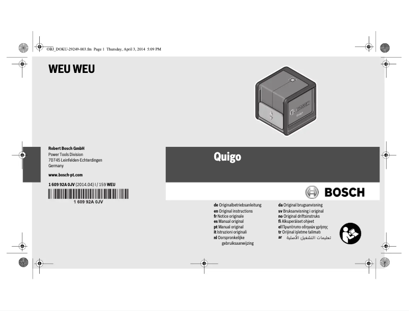 Page 1 de la notice Manuel utilisateur Bosch Quigo II